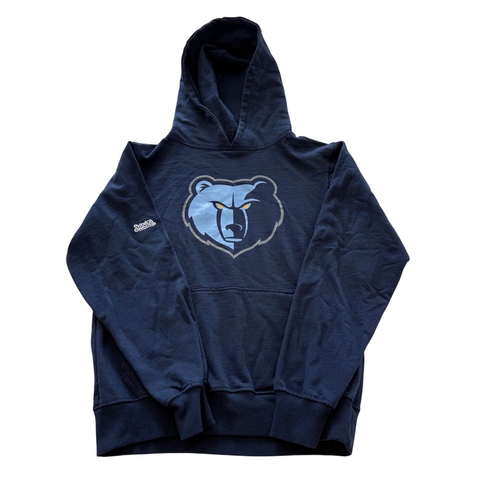 Stitches Memphis Grizzlies Hoodie Men Small Navy Blue NBA Logo Fleece Pullover